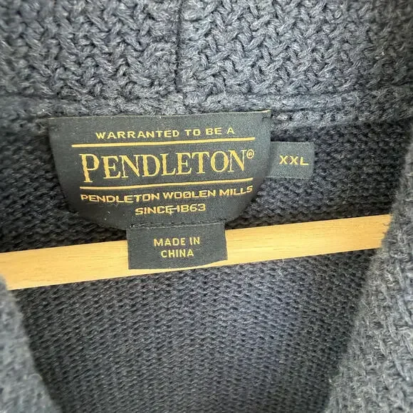 Pendleton XXL Navy Blue Cotton Cardigan Sweater with Geometric Aztec Pattern - Picture 2 of 5